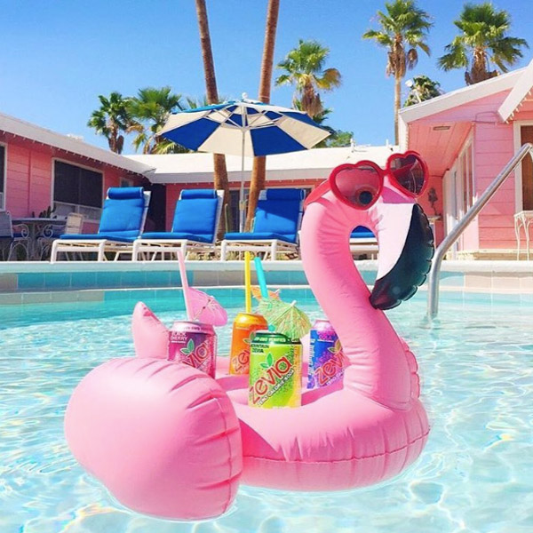 Floating Drink Holders Set of 4 Pink Flamingo Inflate Can Coaster Swimming Pool for sale online 